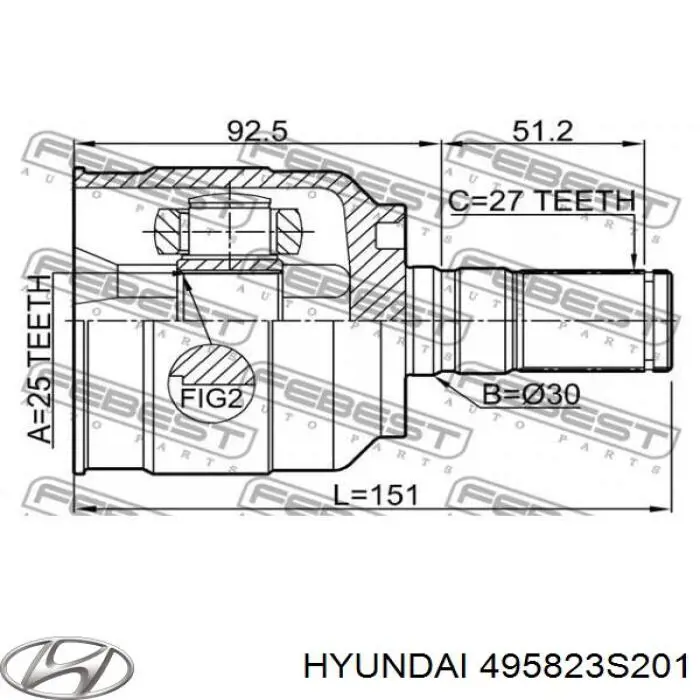 Junta homocinética interna dianteira Hyundai/Kia 495823S201 preço, a partir de 85,10 USD