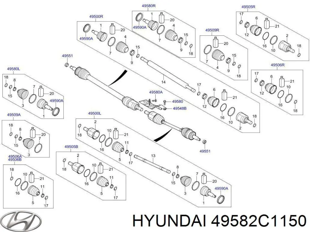 49582C1150 Hyundai/Kia Junta homocinética interna dianteira direita