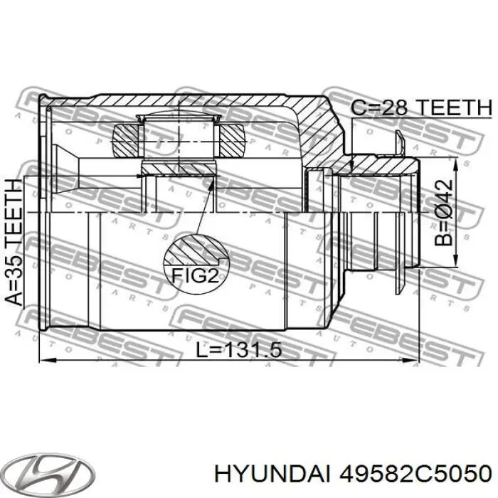 Junta homocinética interna dianteira direita Hyundai/Kia 49582C5050 preço, a partir de 72,57 USD