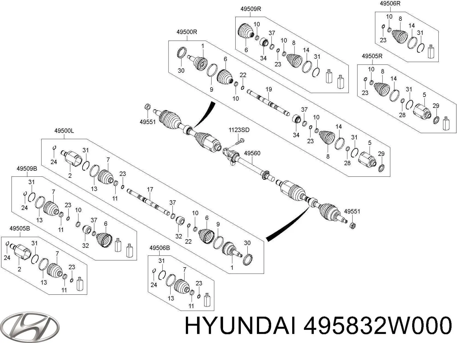 Compre 495832W000 Hyundai/Kia Bota de proteção interna esquerda de junta homocinética do semieixo dianteiro