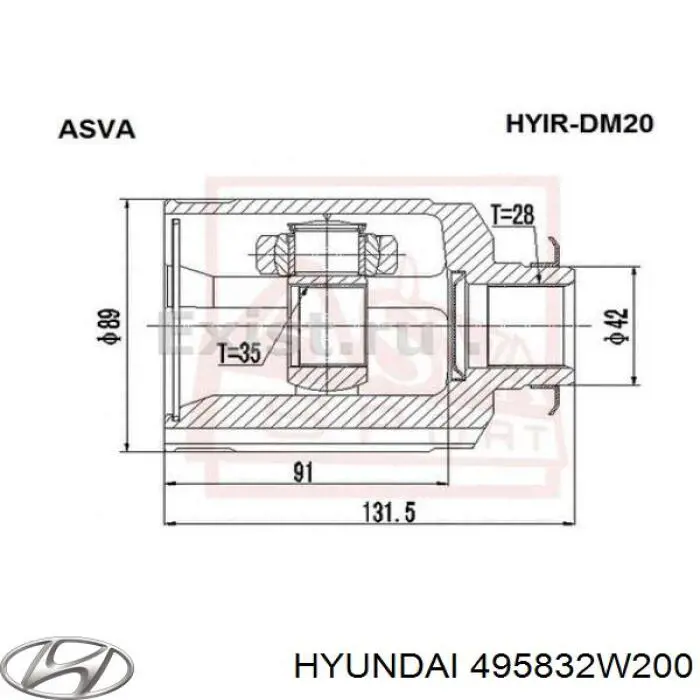 495832W200 Hyundai/Kia Bota de proteção interna direita de junta homocinética do semieixo dianteiro