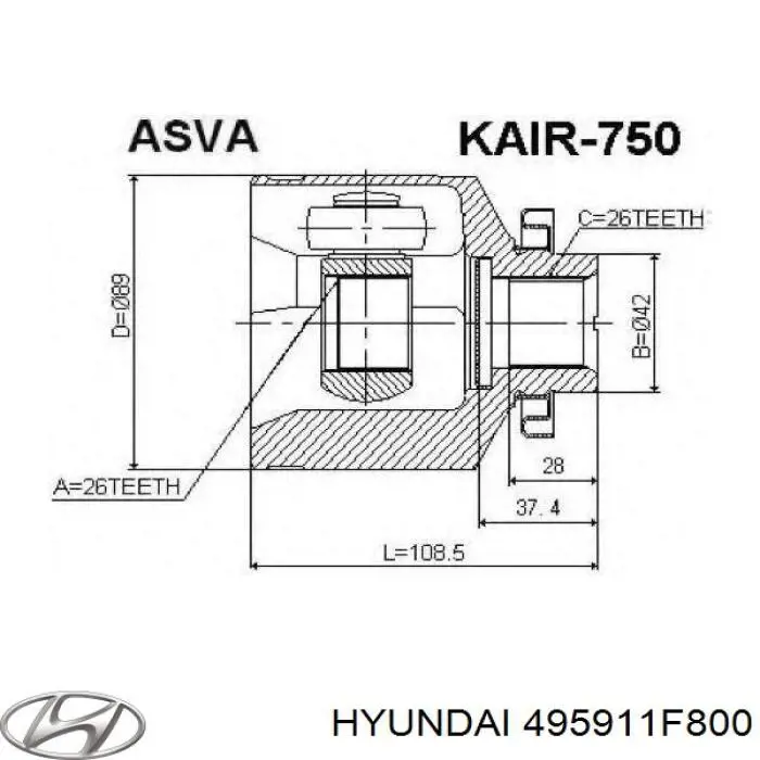 Semieixo (acionador) dianteiro direito Hyundai/Kia 495911F800 preço, a partir de 81,72 USD