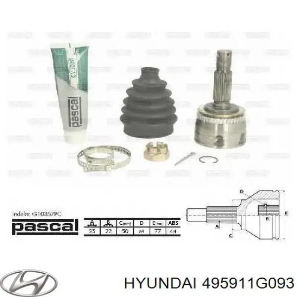 Junta homocinética externa dianteira Hyundai/Kia 495911G093 preço, a partir de 43,58 USD