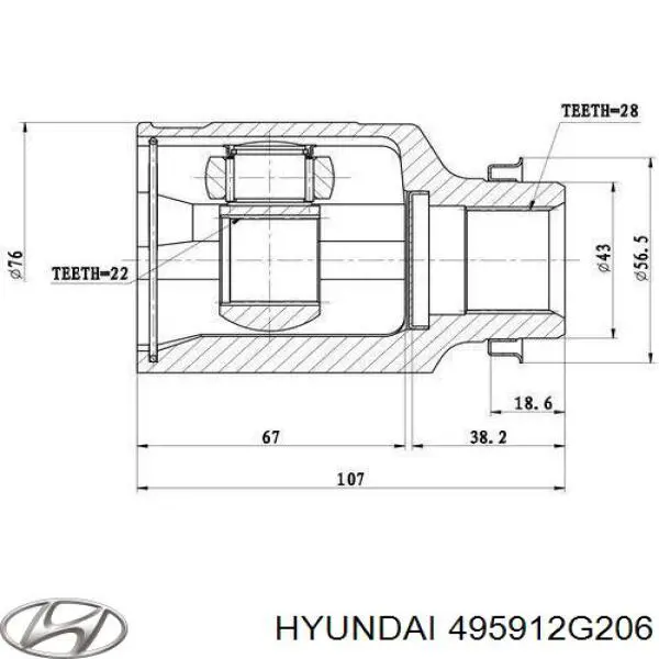 Semieixo (acionador) dianteiro esquerdo Hyundai/Kia 495912G206 preço, a partir de  USD