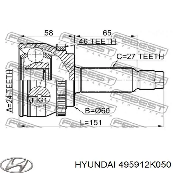 Compre 495912K050 Hyundai/Kia Junta homocinética externa dianteira esquerda