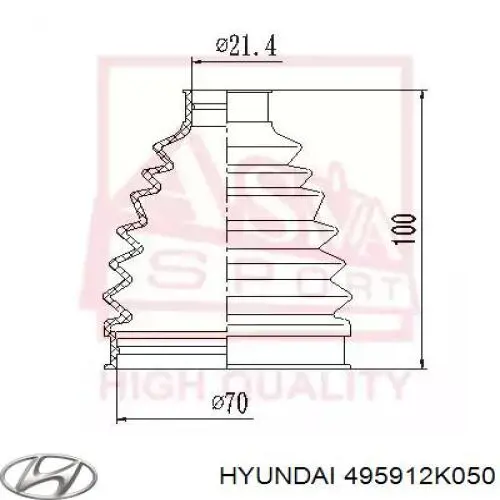 Junta homocinética externa dianteira esquerda 495912K050 Hyundai/Kia