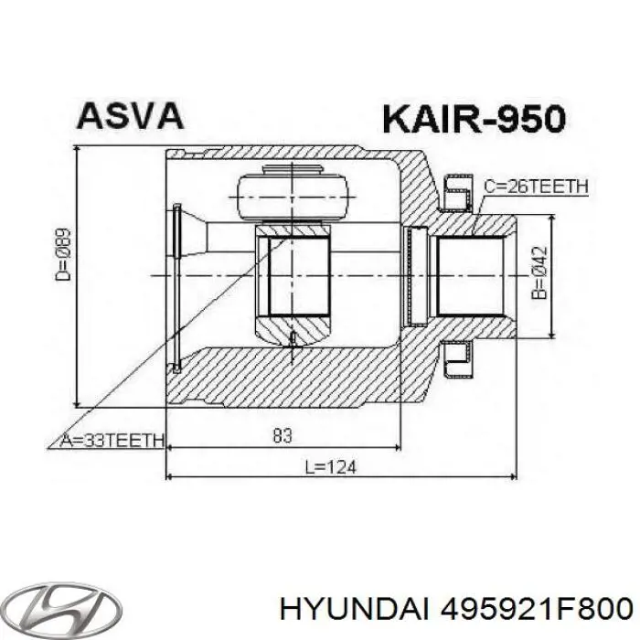 495001F800 Hyundai/Kia Semieixo (acionador) dianteiro direito
