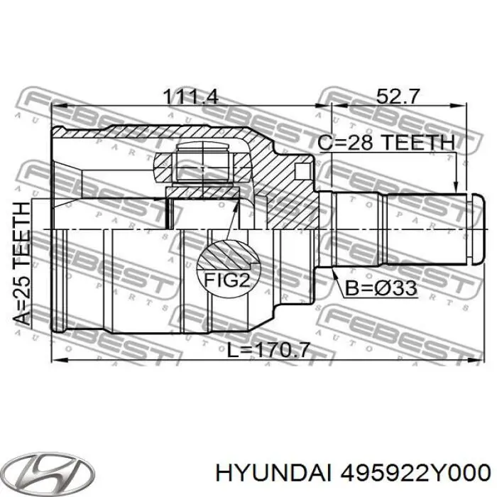 Junta homocinética interna dianteira Hyundai/Kia 495922Y000 preço, a partir de 81,55 USD