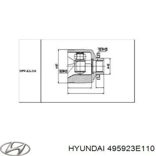 495923E110 Hyundai/Kia Junta homocinética interna dianteira direita