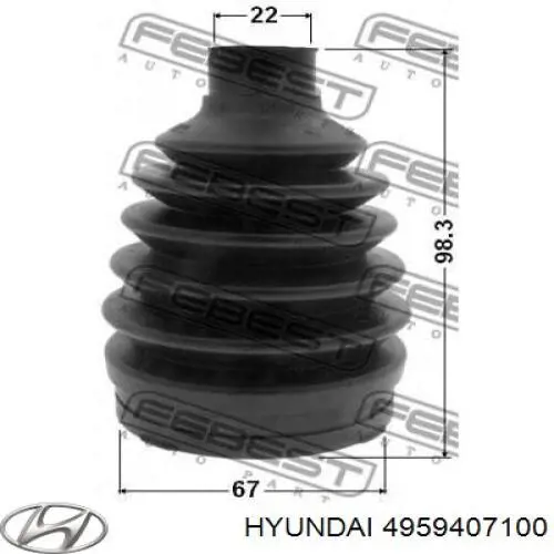 Compre 4959407100 Hyundai/Kia Bota de proteção externa de junta homocinética do semieixo dianteiro