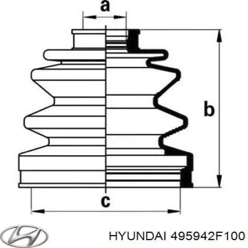 Bota de proteção externa de junta homocinética do semieixo dianteiro 495942F100 Hyundai/Kia