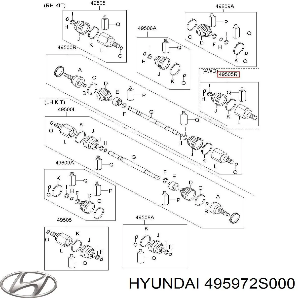 Junta homocinética interna dianteira direita Hyundai/Kia 495972S000 preço, a partir de 50,84 USD