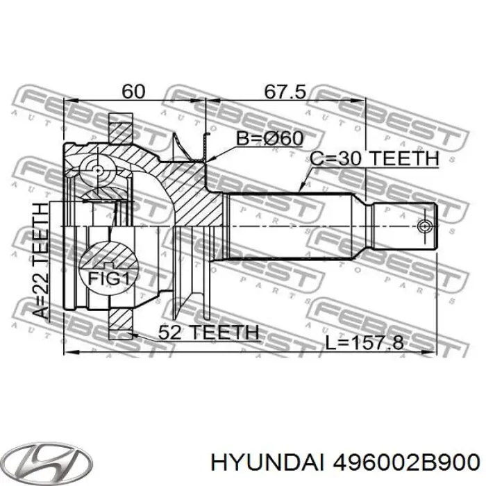 Compre 496002B900 Hyundai/Kia Semieixo traseiro