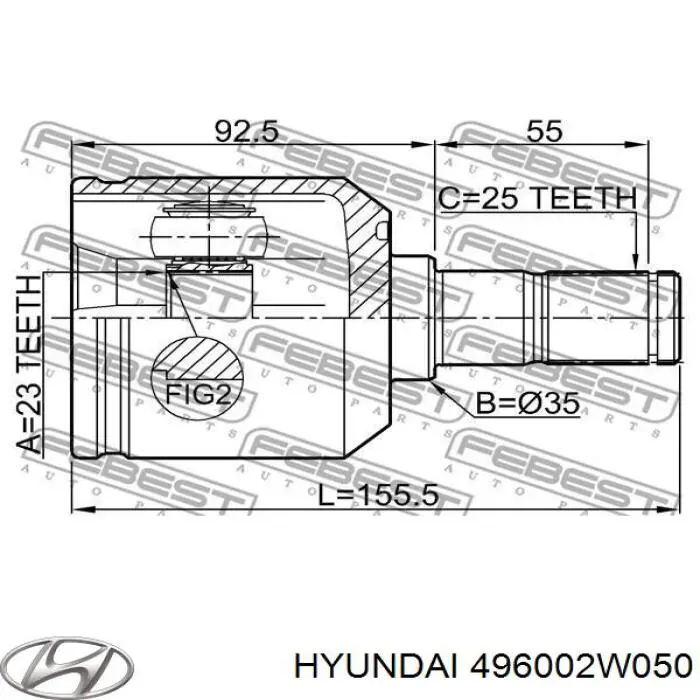 Semieixo traseiro esquerdo Hyundai/Kia 496002W050 preço, a partir de 95,88 USD