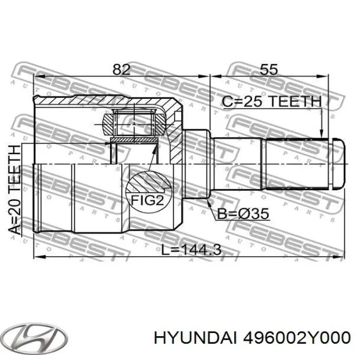 496002Y000 Hyundai/Kia Semieixo traseiro esquerdo