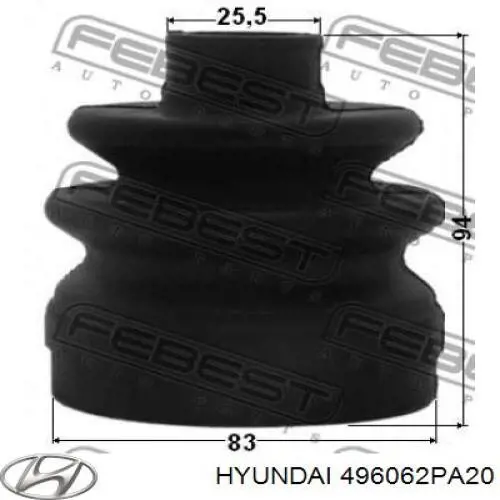 Bota de proteção interna esquerda de junta homocinética do semieixo dianteiro Hyundai/Kia 496062PA20 preço, a partir de 10,65 USD