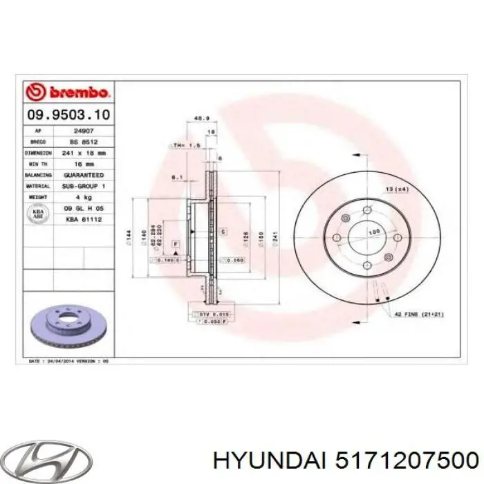 Compre 5171207500 Hyundai/Kia Disco do freio dianteiro