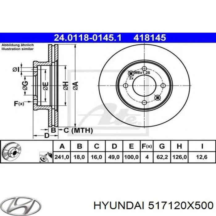 Disco do freio dianteiro Hyundai/Kia 517120X500 preço, a partir de 36,66 USD