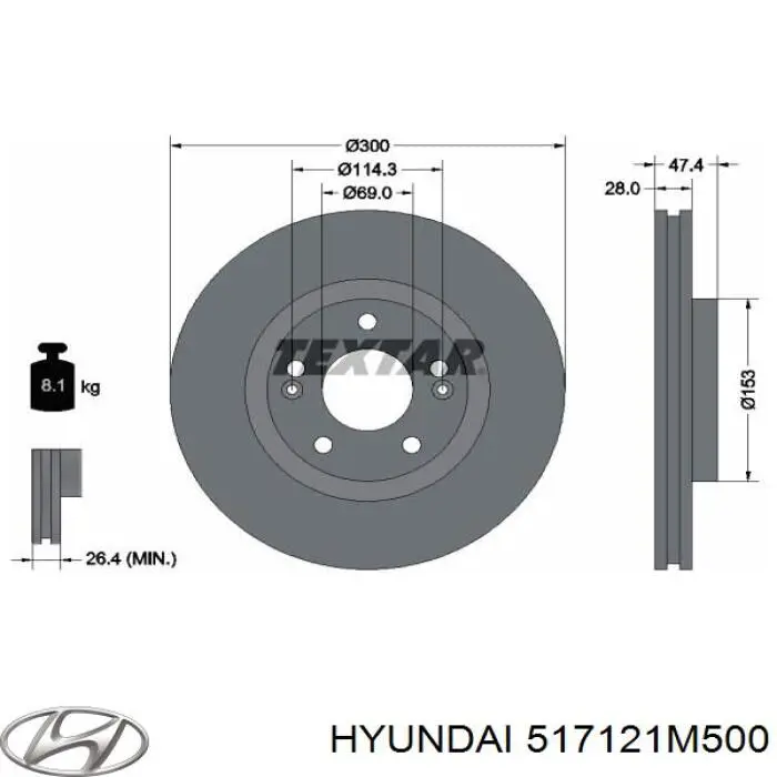 Disco do freio dianteiro Hyundai/Kia 517121M500 preço, a partir de 25,93 USD