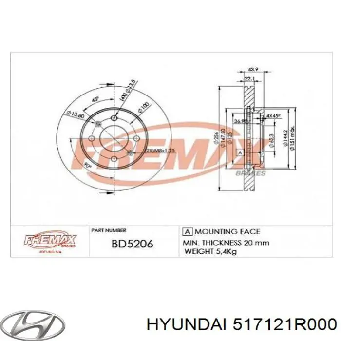 Compre 517121R000 Hyundai/Kia Disco do freio dianteiro
