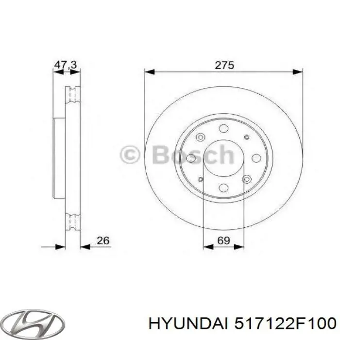 Compre 517122F100 Hyundai/Kia Disco do freio dianteiro