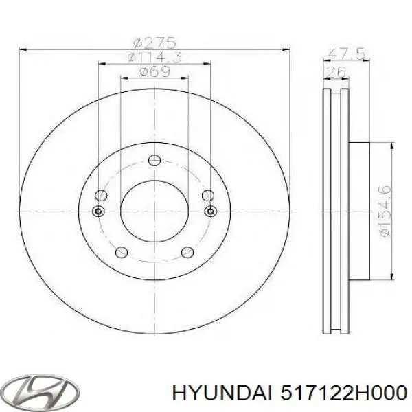 Disco do freio dianteiro Hyundai/Kia 517122H000 preço, a partir de 50,63 USD