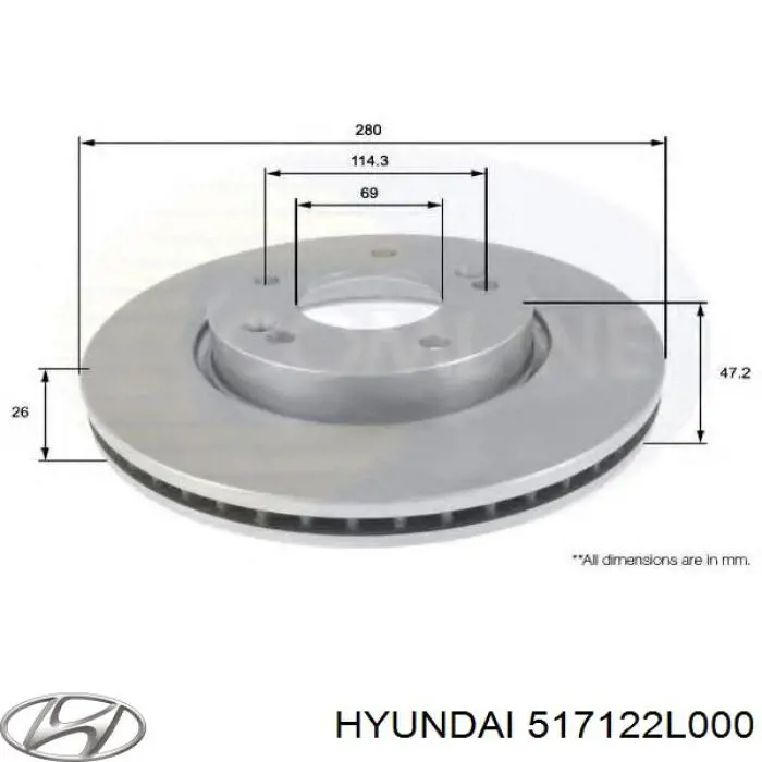 Compre 517122L000 Hyundai/Kia Disco do freio dianteiro
