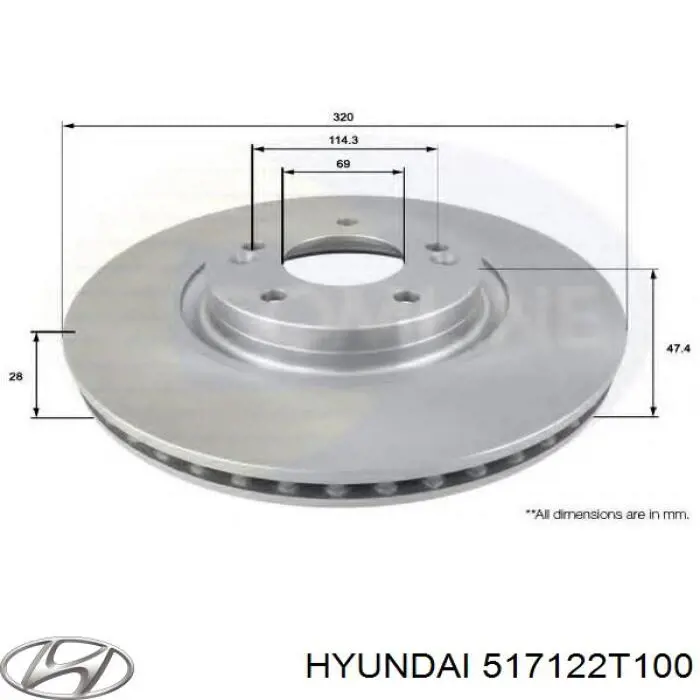 Disco do freio dianteiro Hyundai/Kia 517122T100 preço, a partir de 67,41 USD