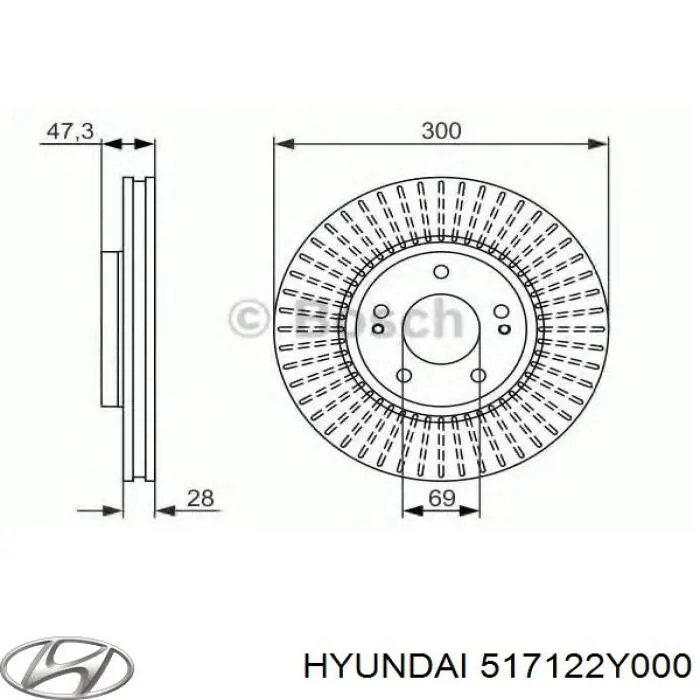 Compre 517122Y000 Hyundai/Kia Disco do freio dianteiro