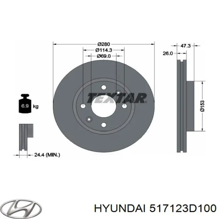 Compre 517123D100 Hyundai/Kia Disco do freio dianteiro