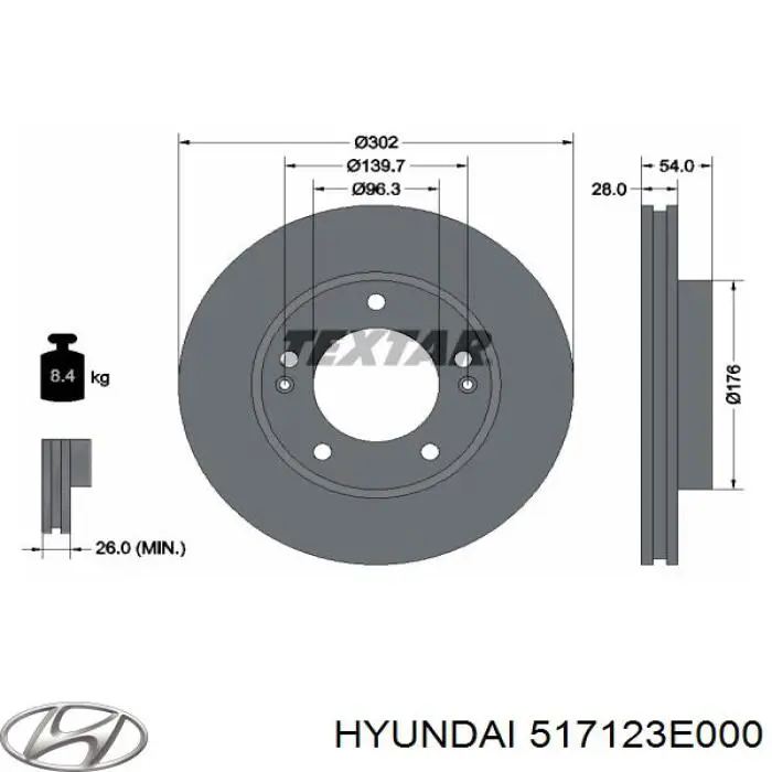 Disco do freio dianteiro Hyundai/Kia 517123E000 preço, a partir de 67,66 USD