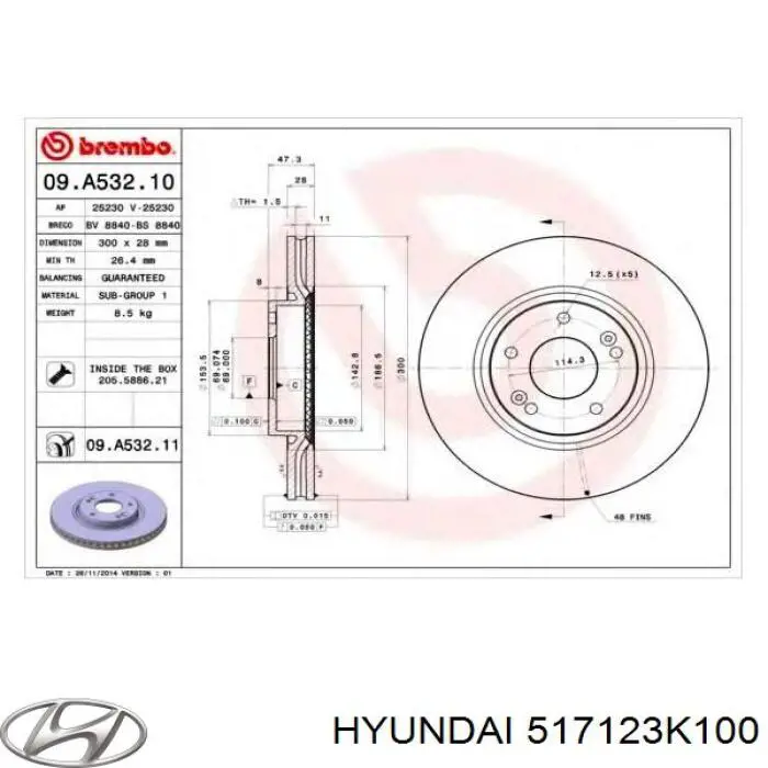 Compre 517123K100 Hyundai/Kia Disco do freio dianteiro