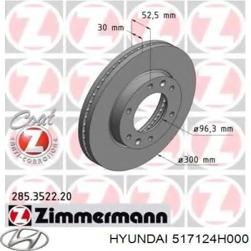 Disco do freio dianteiro 517124H000 Hyundai/Kia