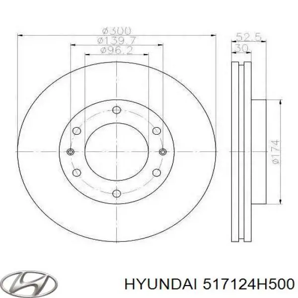 Disco do freio dianteiro 517124H500 Hyundai/Kia