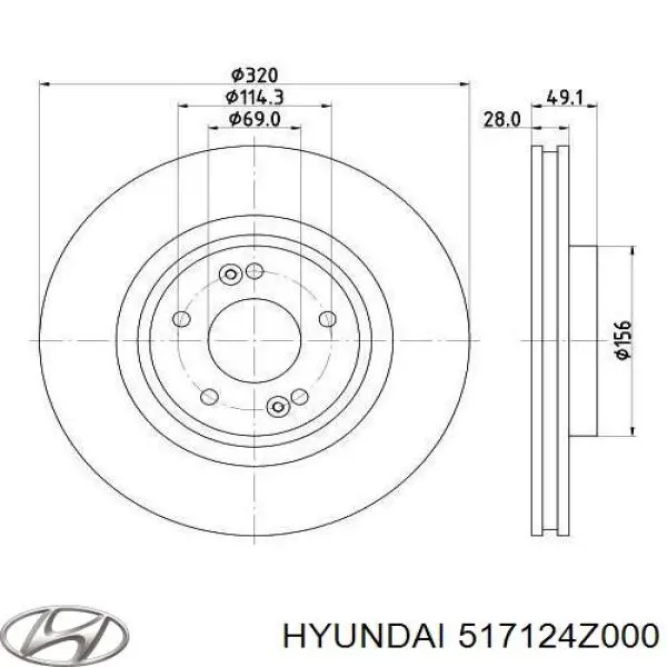 Compre 517124Z000 Hyundai/Kia Disco do freio dianteiro