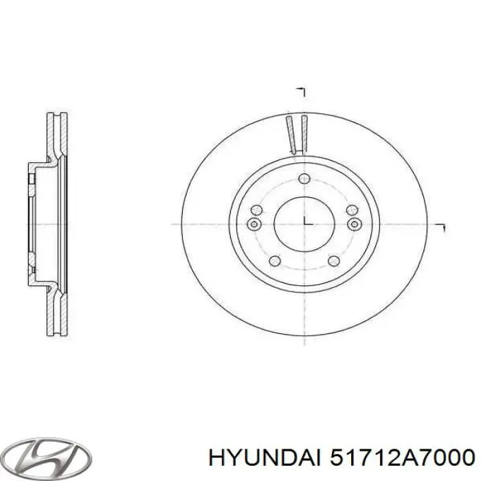 51712A7000 Hyundai/Kia Disco do freio dianteiro