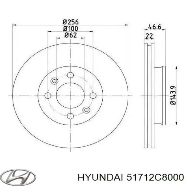51712C8000 Hyundai/Kia Disco do freio dianteiro