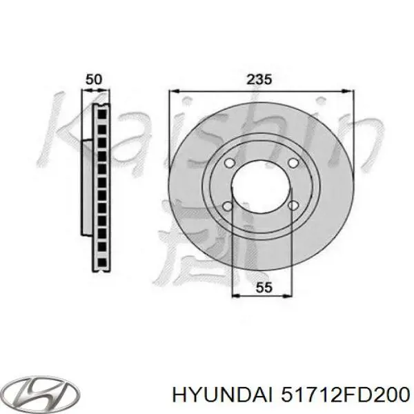 51712FD200 Hyundai/Kia Disco do freio dianteiro