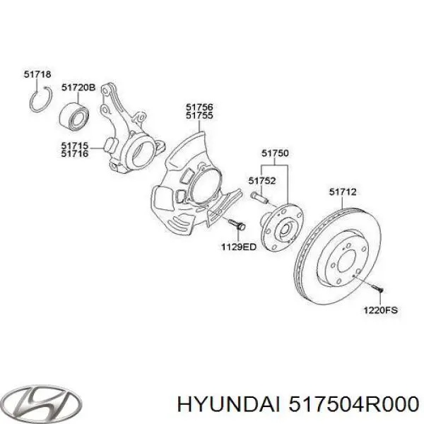 Cubo dianteiro Hyundai/Kia 517504R000 preço, a partir de 87,45 USD