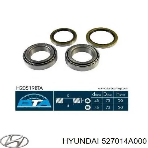 Rolamento de diferencial do eixo traseiro 527014A000 Hyundai/Kia
