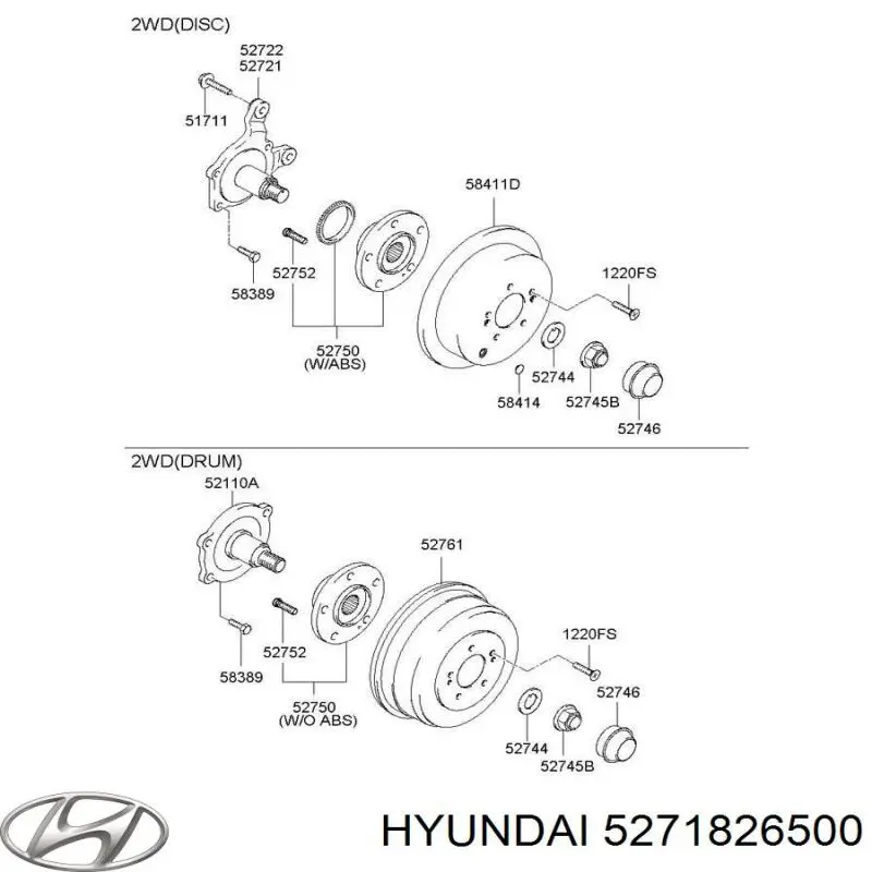 5271826500 Hyundai/Kia Anel de travagem de rolamento do semieixo traseiro