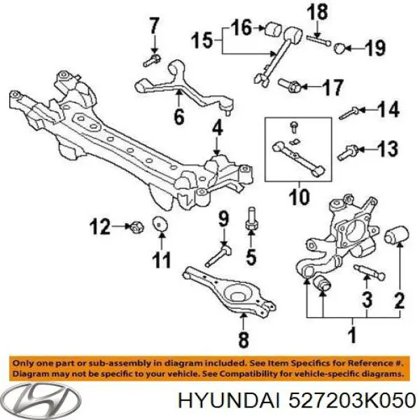 Pino moente (extremidade do eixo) traseiro direito Hyundai/Kia 527203K050 preço, a partir de 103,86 USD