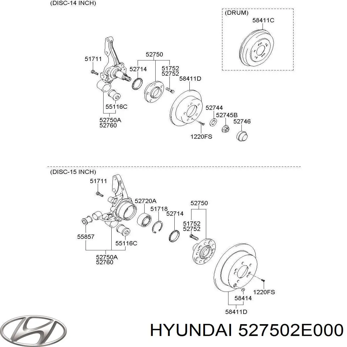 Compre 527502E000 Hyundai/Kia Pino moente (extremidade do eixo) traseiro esquerdo
