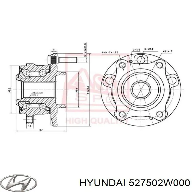Cubo traseiro 527502W000 Hyundai/Kia