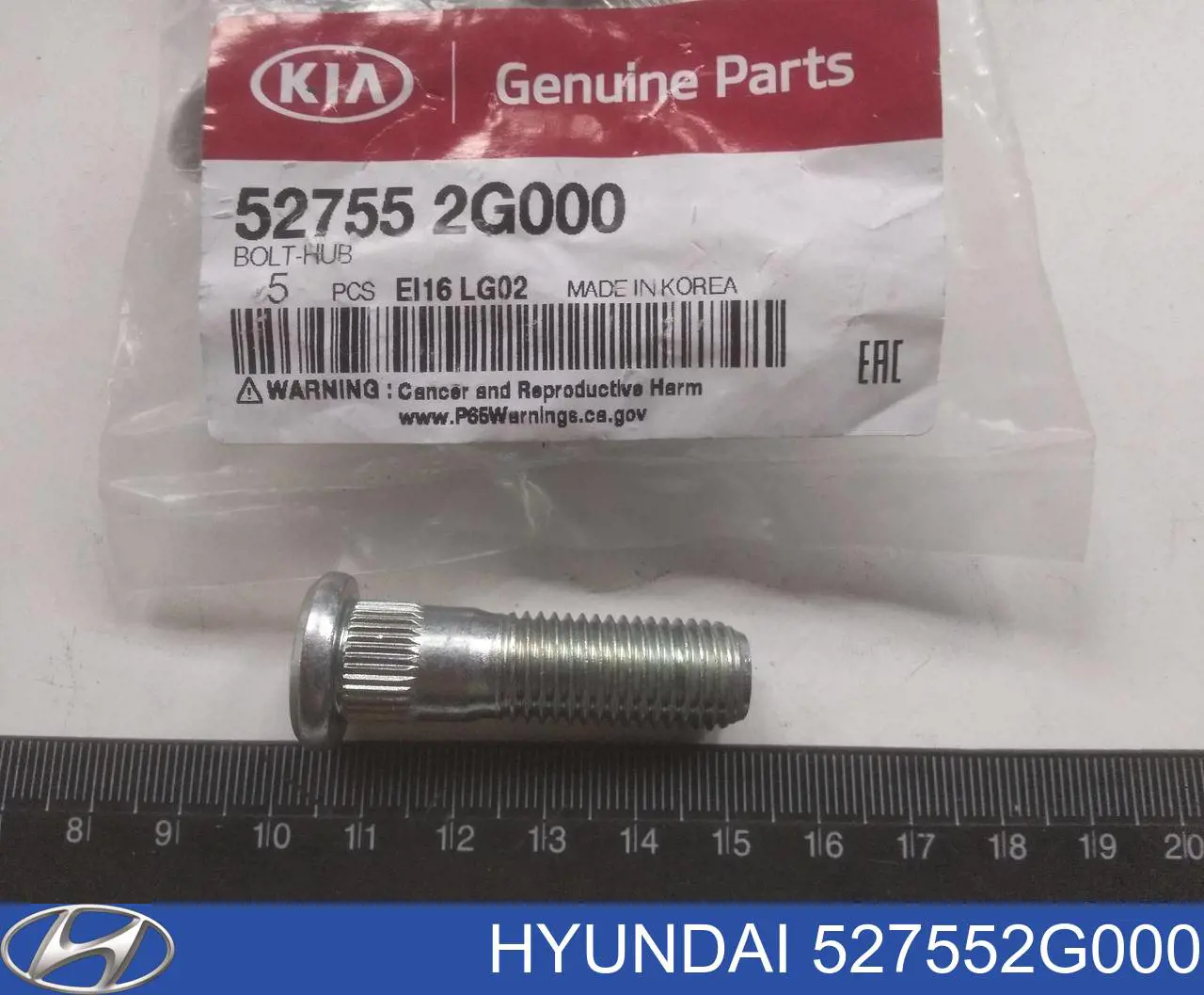 527552G000 Hyundai/Kia Parafuso de roda traseira