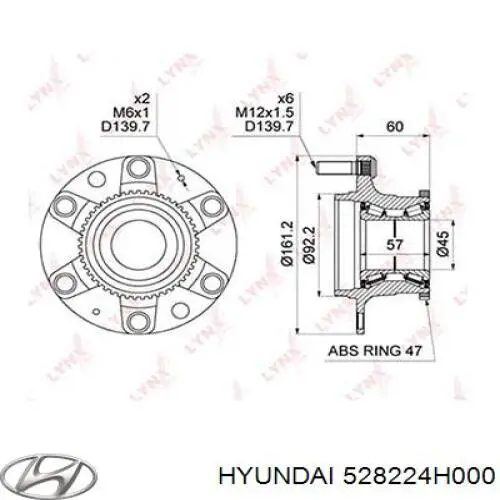528224H000 Hyundai/Kia Anel de travagem de rolamento do semieixo traseiro