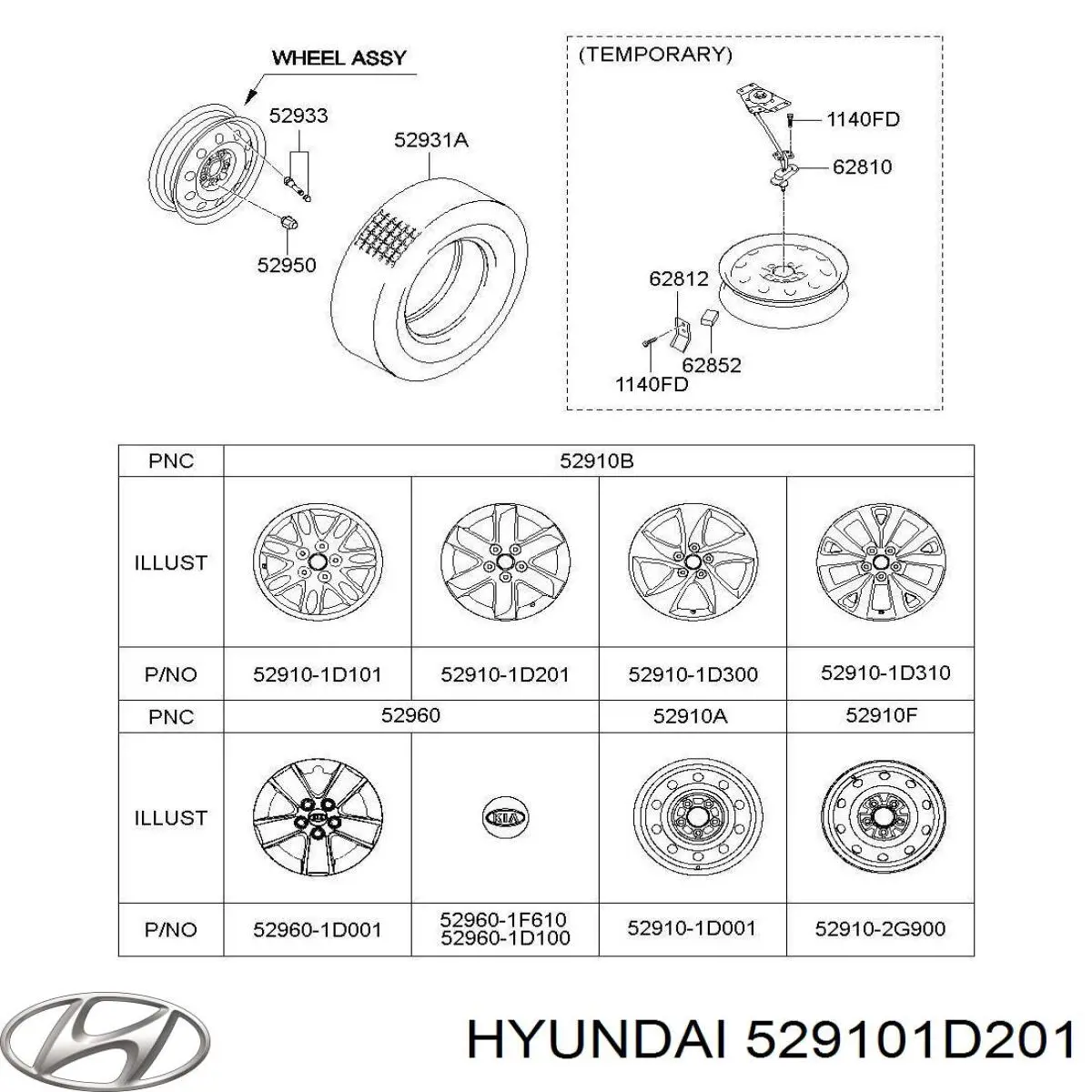 Discos de roda de aleação ligeira (de aleação ligeira, de titânio) Hyundai/Kia 529101D201 preço, a partir de 95,34 USD