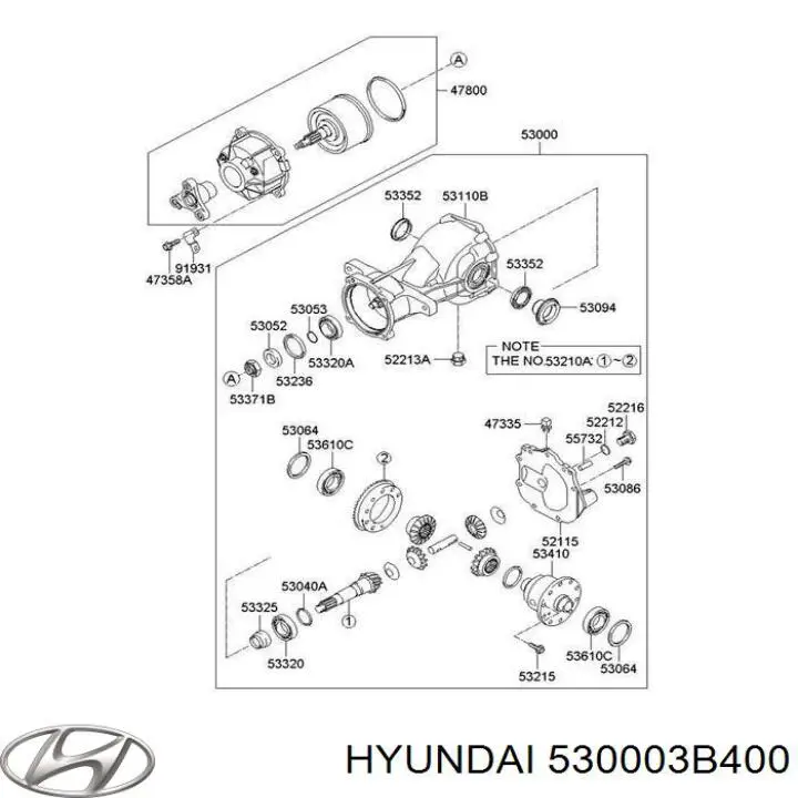 530003B400 Hyundai/Kia Redutor do eixo traseiro