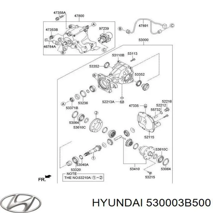 530003B500 Hyundai/Kia Redutor do eixo traseiro