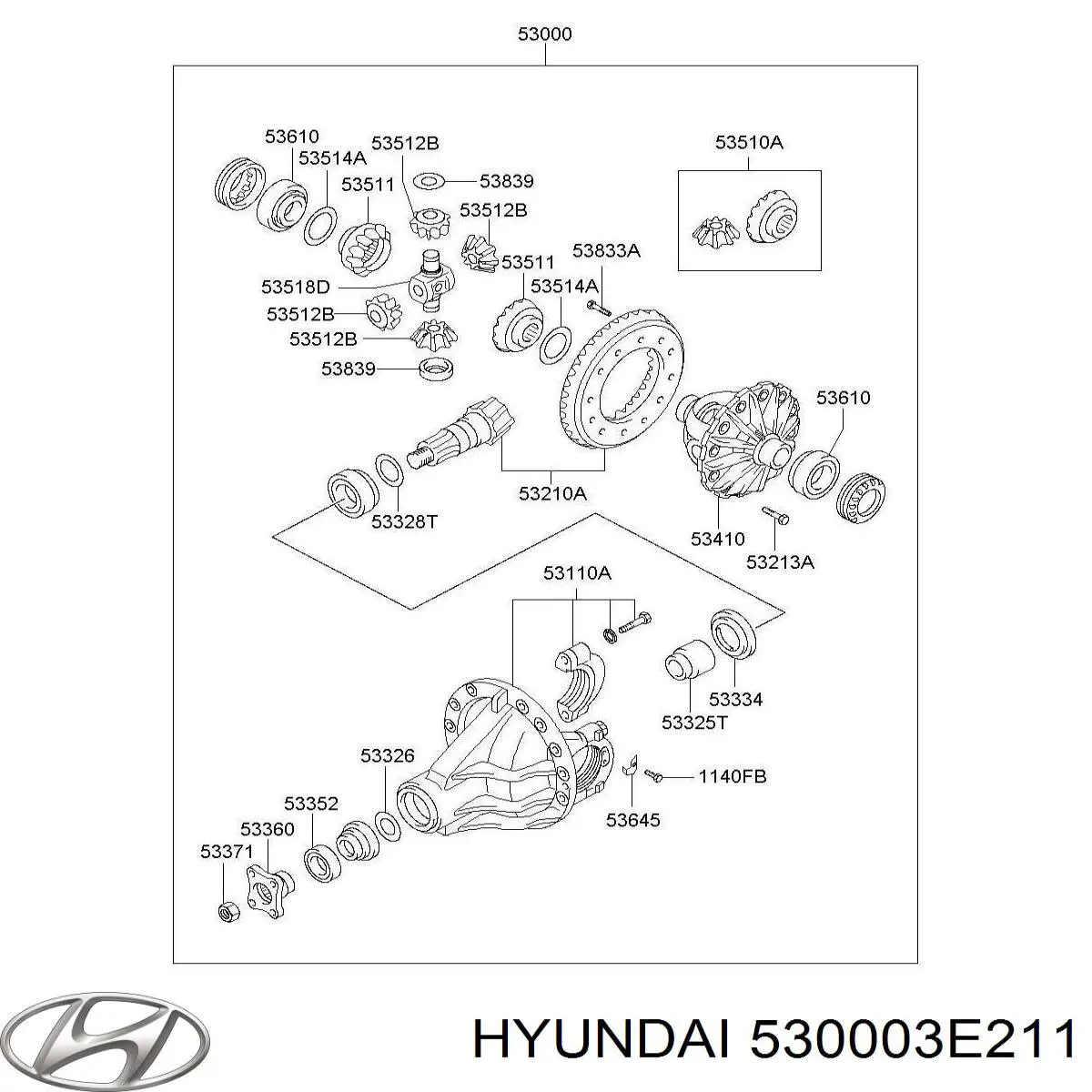 530003E211 Hyundai/Kia Redutor do eixo traseiro
